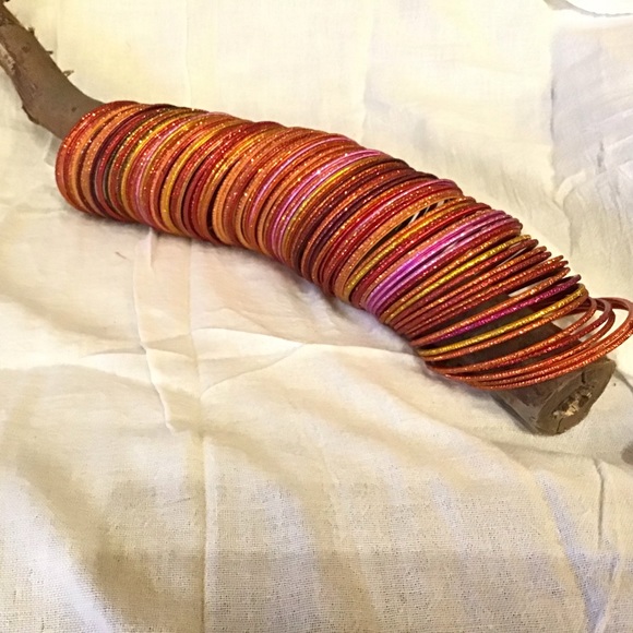 Free Shipping 150 Sparkling Multicolor Bangles 2-3/4” diameter Bollywood Boho - Picture 4 of 6